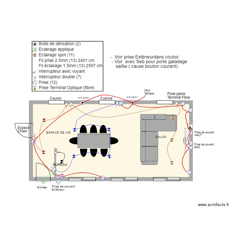 ESSERTIER BRAGA MICHELLE. Plan de 1 pièce et 36 m2