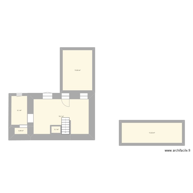 Projet maison. Plan de 6 pièces et 54 m2