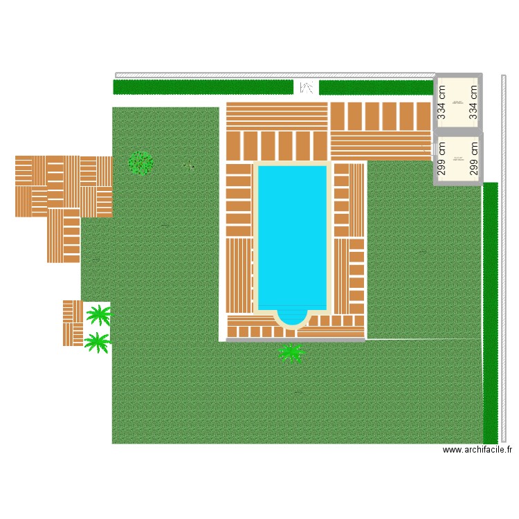 Piscine Merville. Plan de 2 pièces et 17 m2