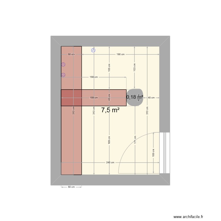 CABINE 2 ST JEAN DE VEDAS. Plan de 1 pièce et 8 m2