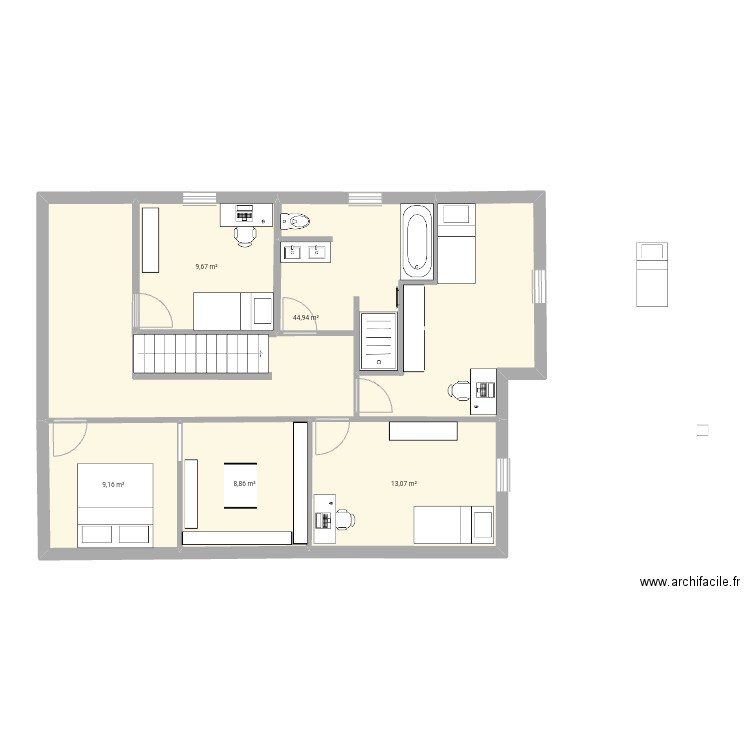 Huis. Plan de 5 pièces et 86 m2