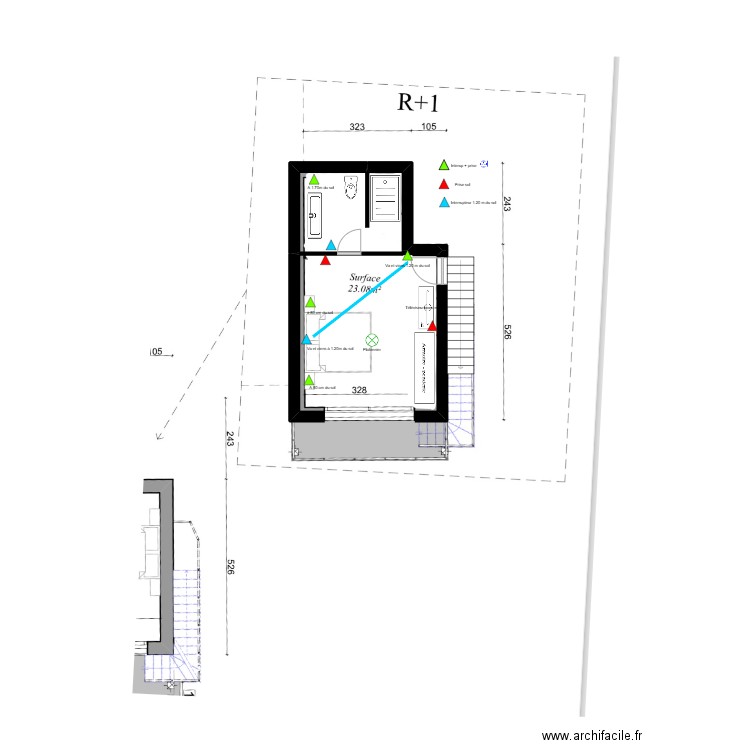 Chambre Petit Paradis haut. Plan de 0 pièce et 0 m2