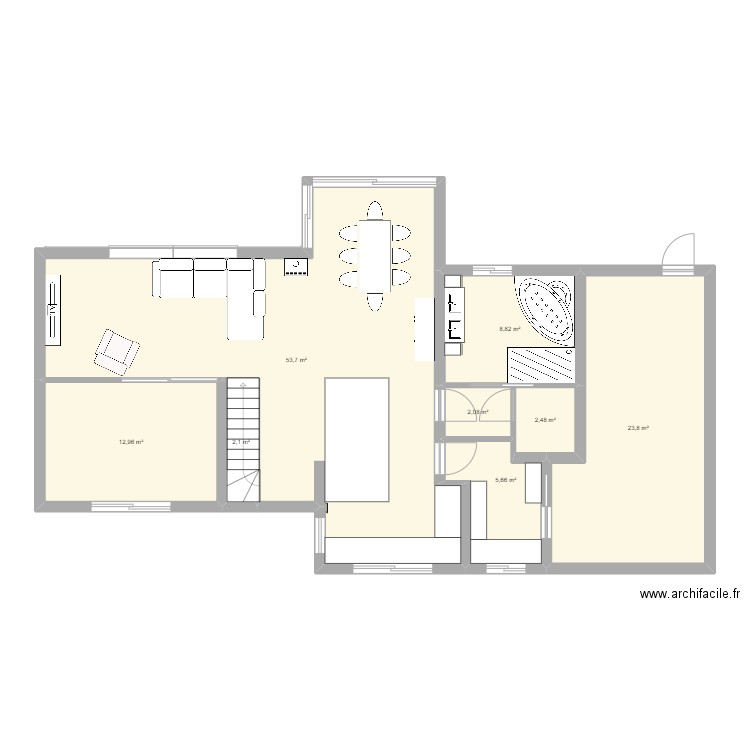 MAISON RDC R+1. Plan de 8 pièces et 112 m2