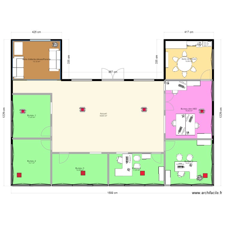 Vie Scolaire prop Quentin. Plan de 13 pièces et 167 m2