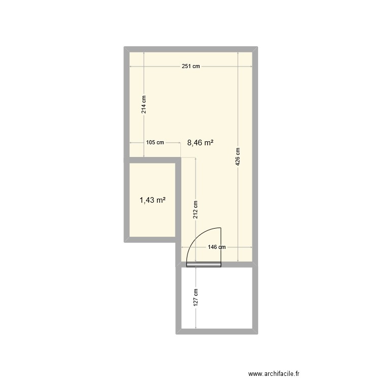 49 Flat 2. Plan de 2 pièces et 10 m2