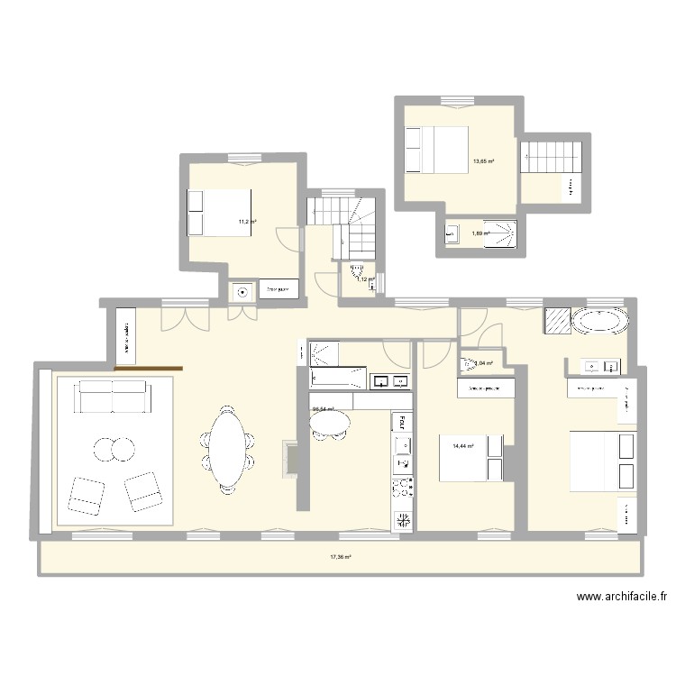 6 LAURISTON 3. Plan de 8 pièces et 157 m2