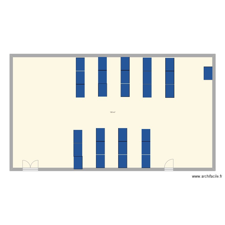 salle 1. Plan de 1 pièce et 180 m2