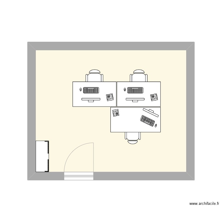 bureau pôle inclusion V1. Plan de 1 pièce et 19 m2