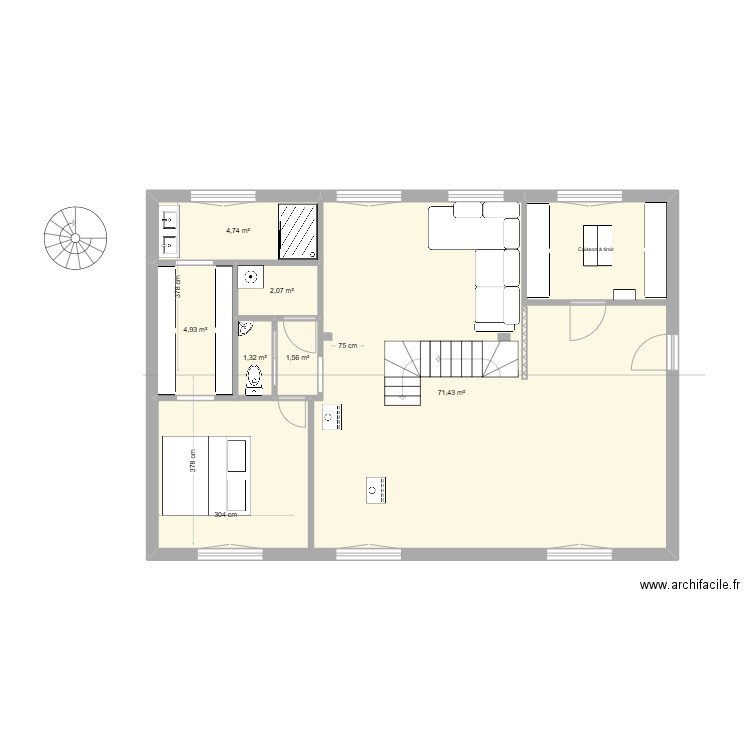 RDC 2. Plan de 6 pièces et 86 m2