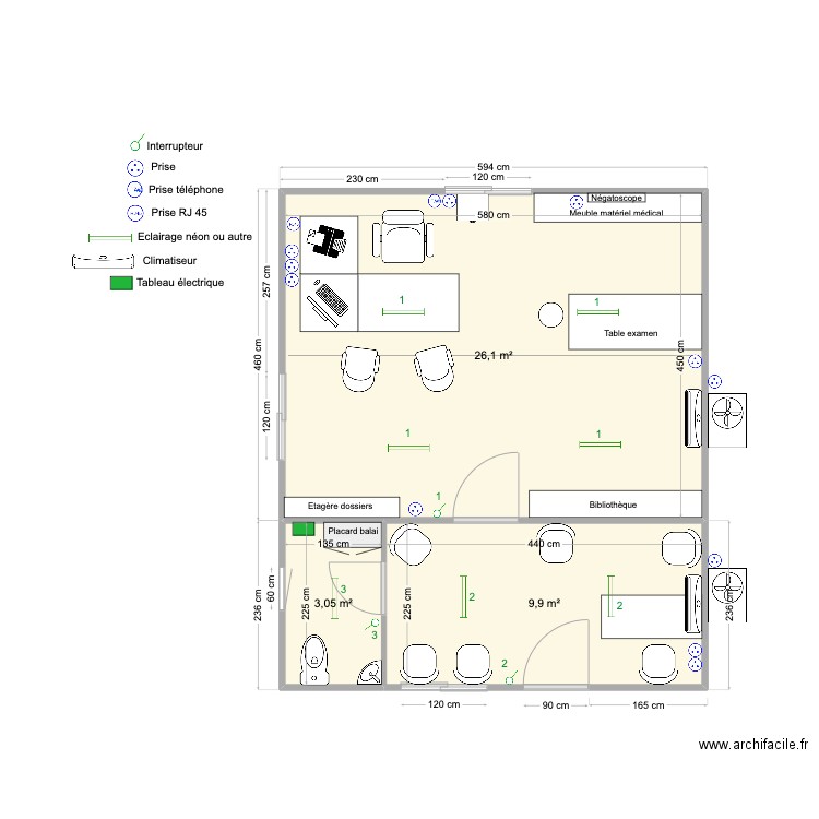 CONTAINER 4. Plan de 3 pièces et 39 m2