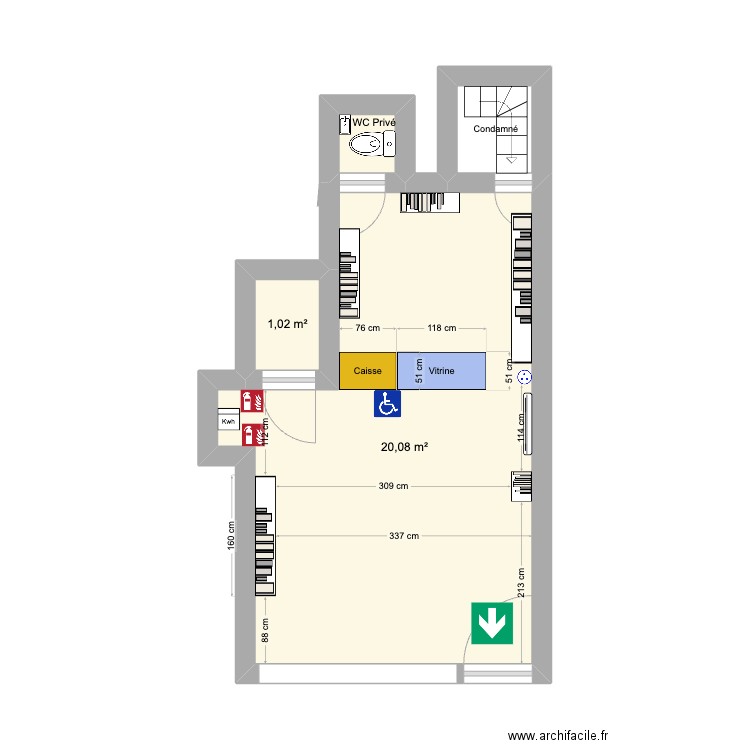 Arques. Plan de 3 pièces et 22 m2