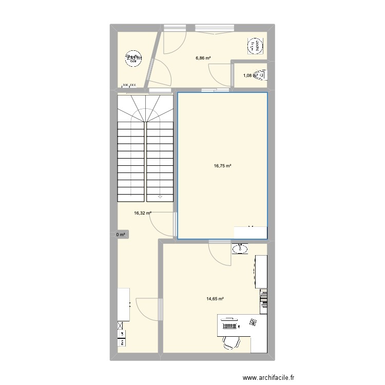 GAILLARD. Plan de 7 pièces et 58 m2