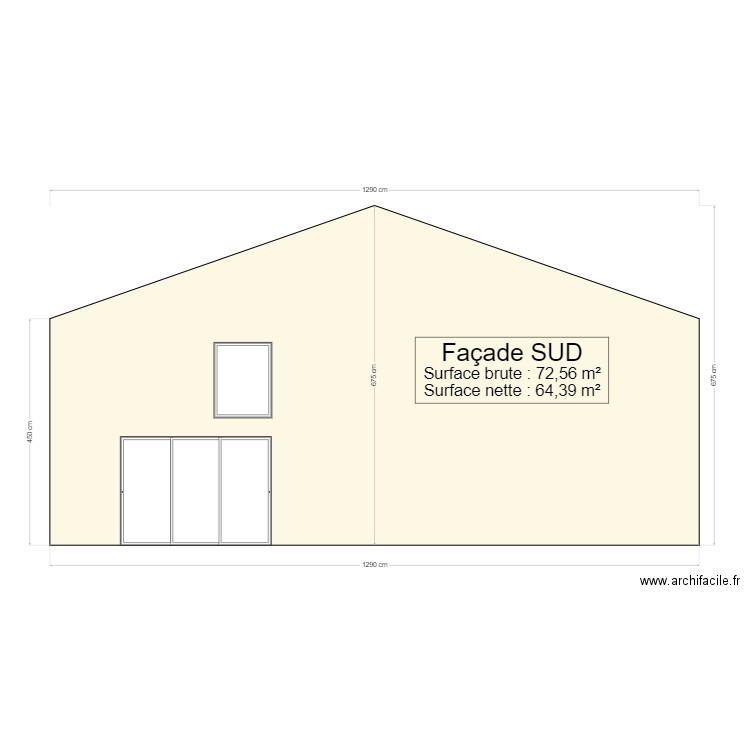 Façade SUD. Plan de 0 pièce et 0 m2