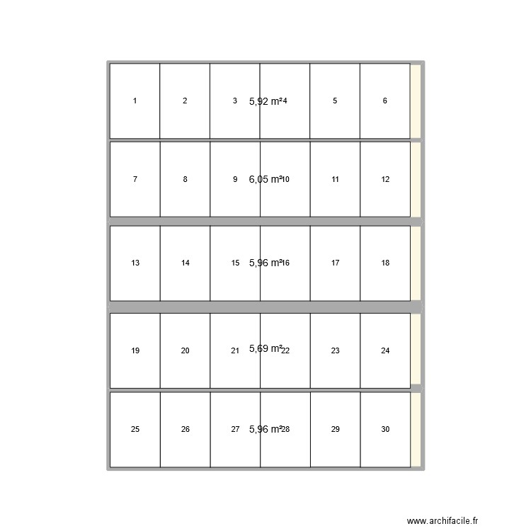 Mezz. Plan de 5 pièces et 30 m2