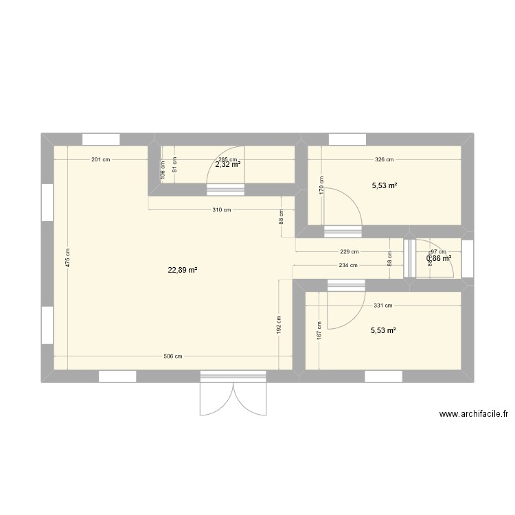 PROJET. Plan de 5 pièces et 37 m2