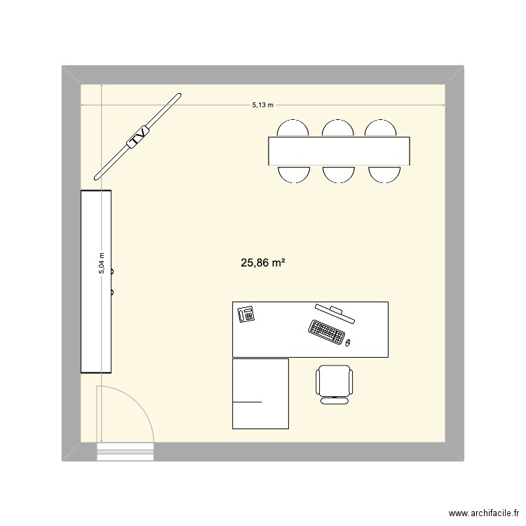 Bureau Phil. Plan de 1 pièce et 26 m2