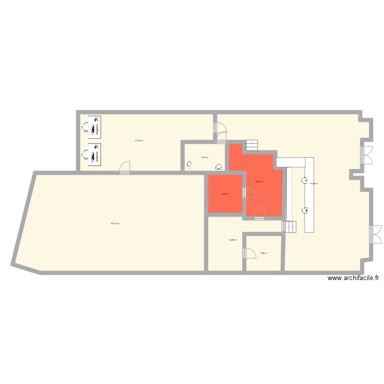 Plan café. Plan de 8 pièces et 295 m2