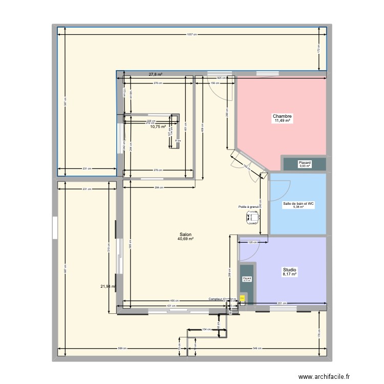 lagraulet du gers. Plan de 10 pièces et 128 m2