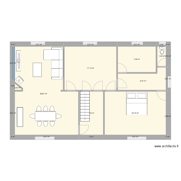 RDC Banteux. Plan de 25 pièces et 98 m2