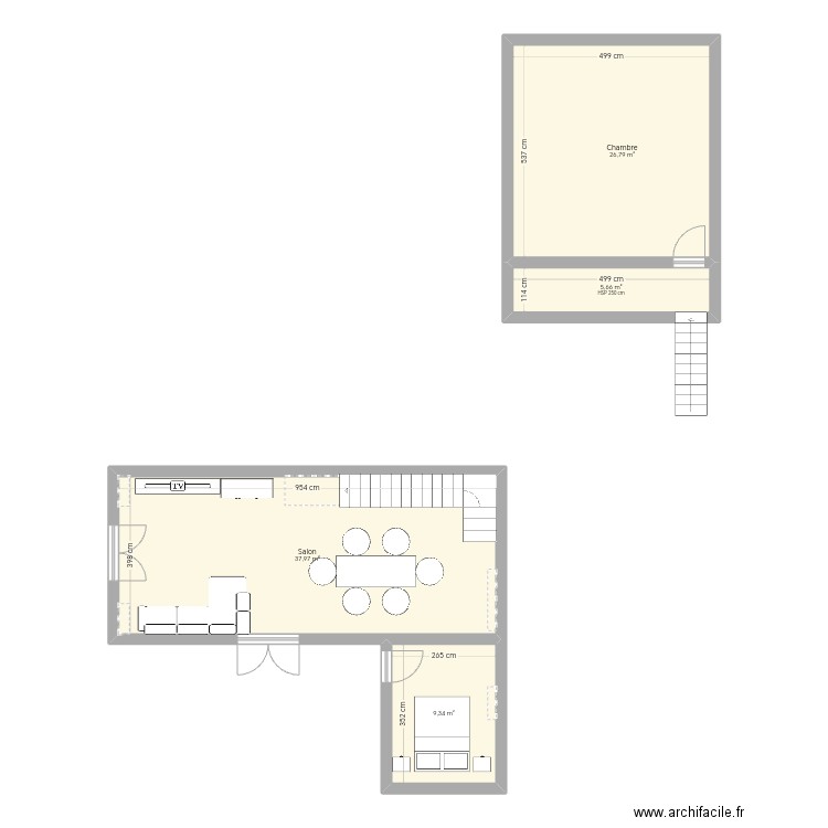 Le mesnil. Plan de 4 pièces et 80 m2