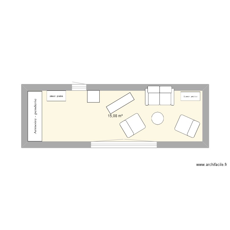 loggia 4. Plan de 1 pièce et 15 m2