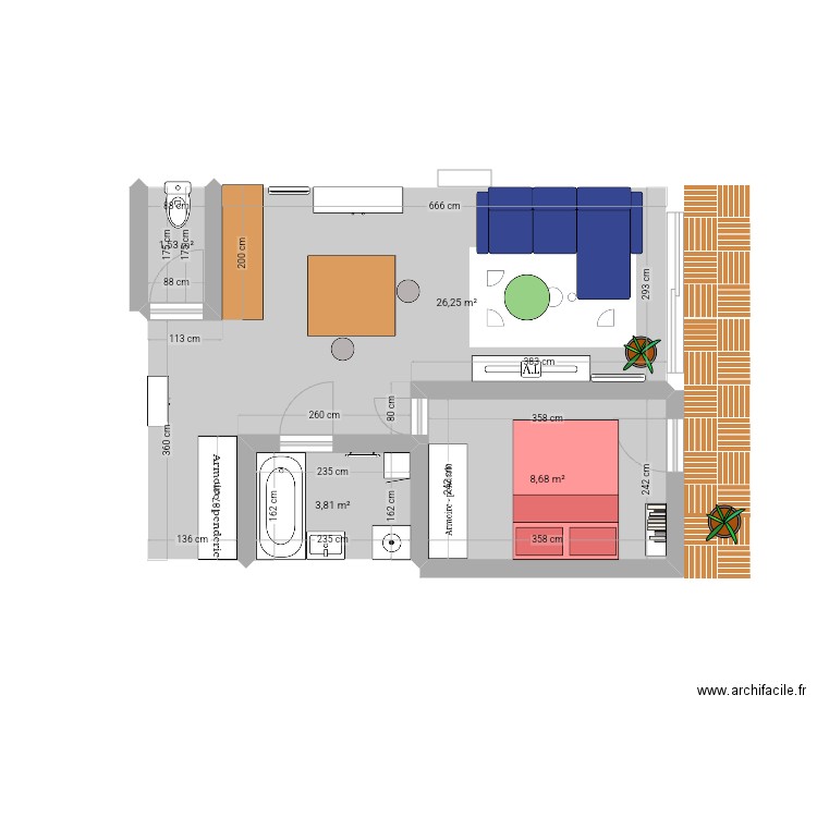 2024. Plan de 4 pièces et 40 m2