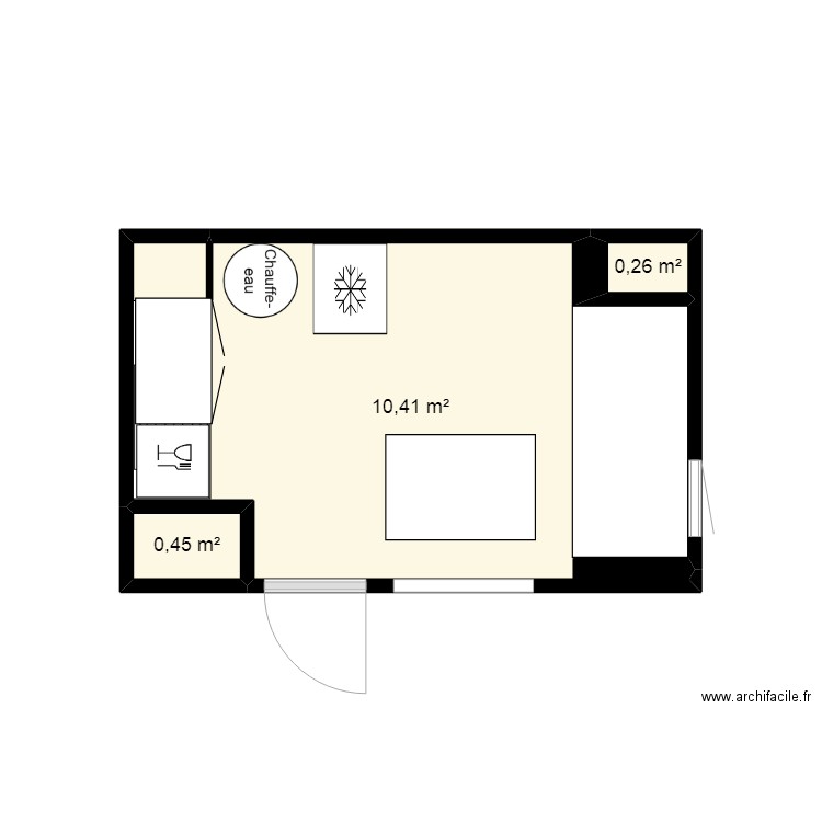 cuisine. Plan de 3 pièces et 11 m2