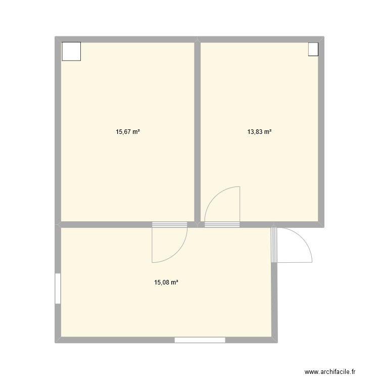 plan locaux Fab 21. Plan de 3 pièces et 45 m2