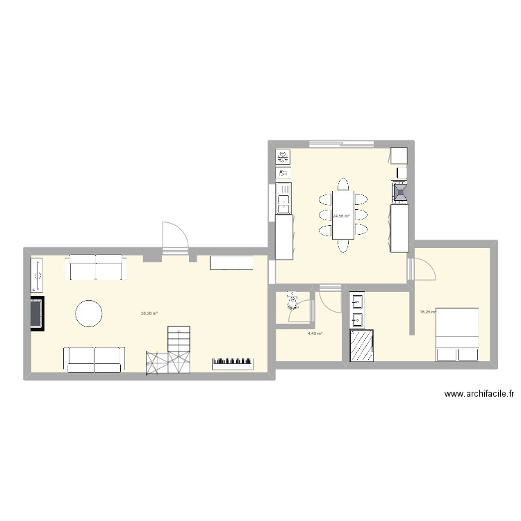 MAISON STE-ADRESSE RDC 2. Plan de 5 pièces et 87 m2