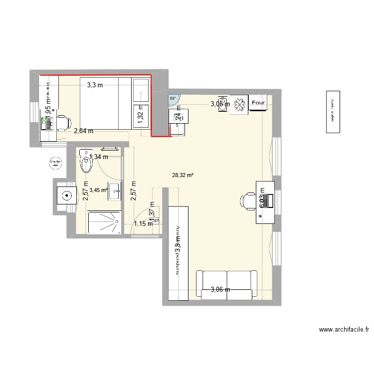 Plan appart st mandé COLOC 02032025. Plan de 2 pièces et 32 m2