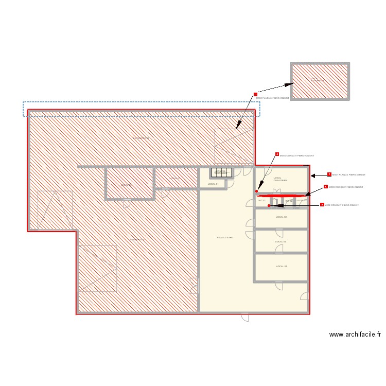 PLAN LOCAL COMMERCIAL 1700. Plan de 15 pièces et 132 m2