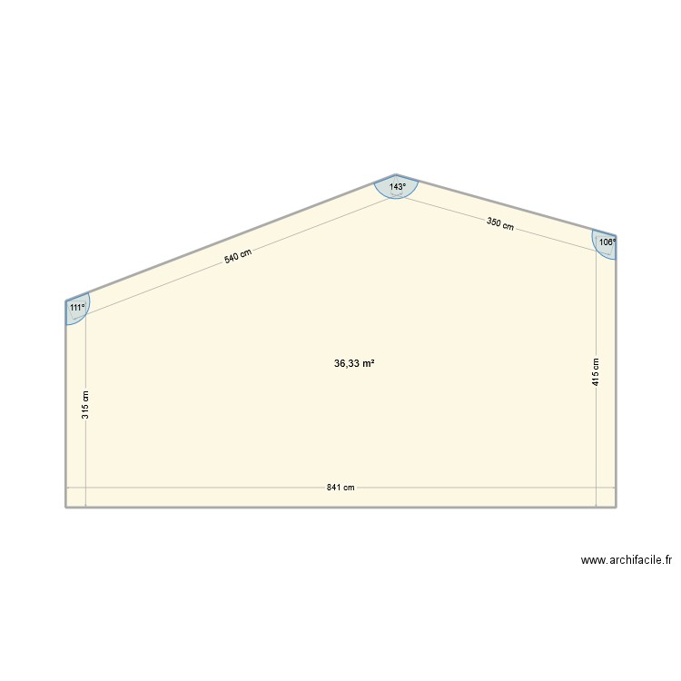 Nait-Idir - Mur extérieur. Plan de 1 pièce et 36 m2