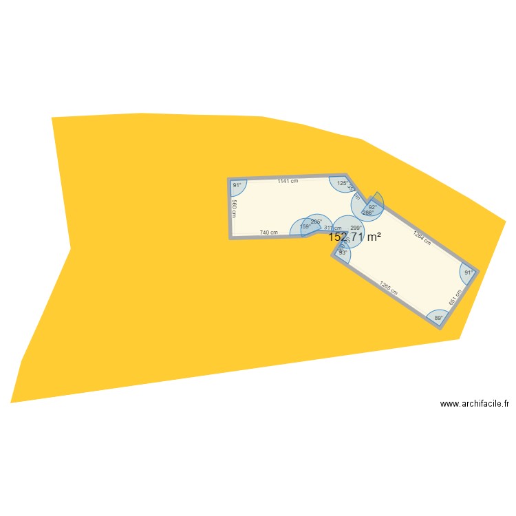 P1.2. Plan de 1 pièce et 153 m2