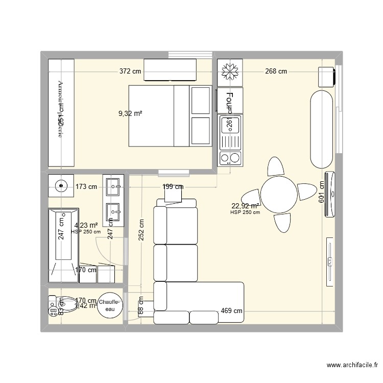 Garage depot. Plan de 4 pièces et 38 m2