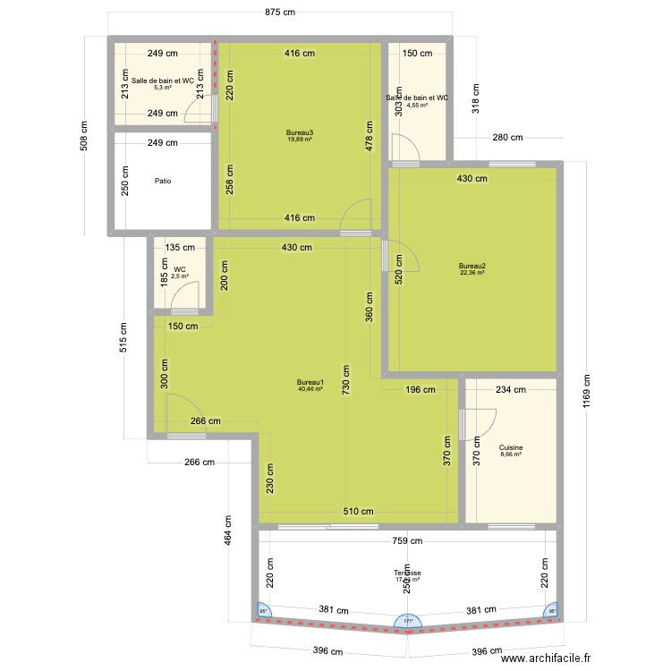 DAKAR. Plan de 9 pièces et 128 m2