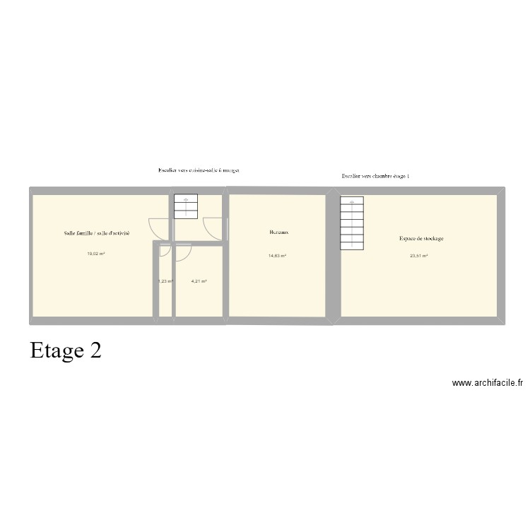 ETAPE 16 - Etage 2. Plan de 6 pièces et 65 m2