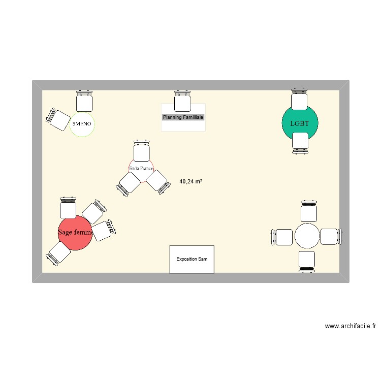 Plan aes. Plan de 1 pièce et 40 m2