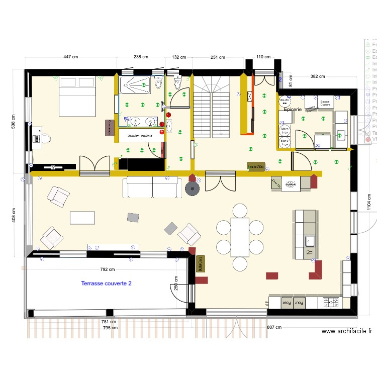 Cuisine ines6. Plan de 34 pièces et 427 m2