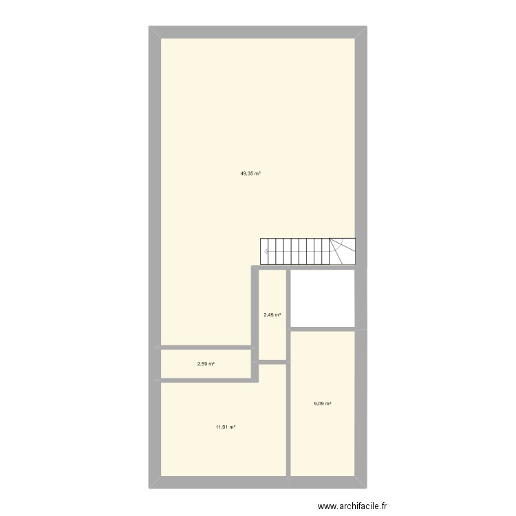 Jutho rdc. Plan de 5 pièces et 75 m2