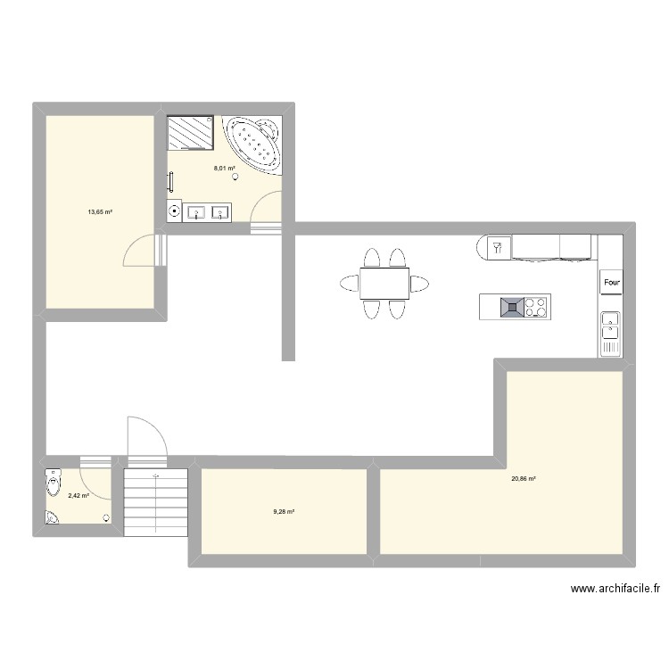 maison 2. Plan de 5 pièces et 54 m2