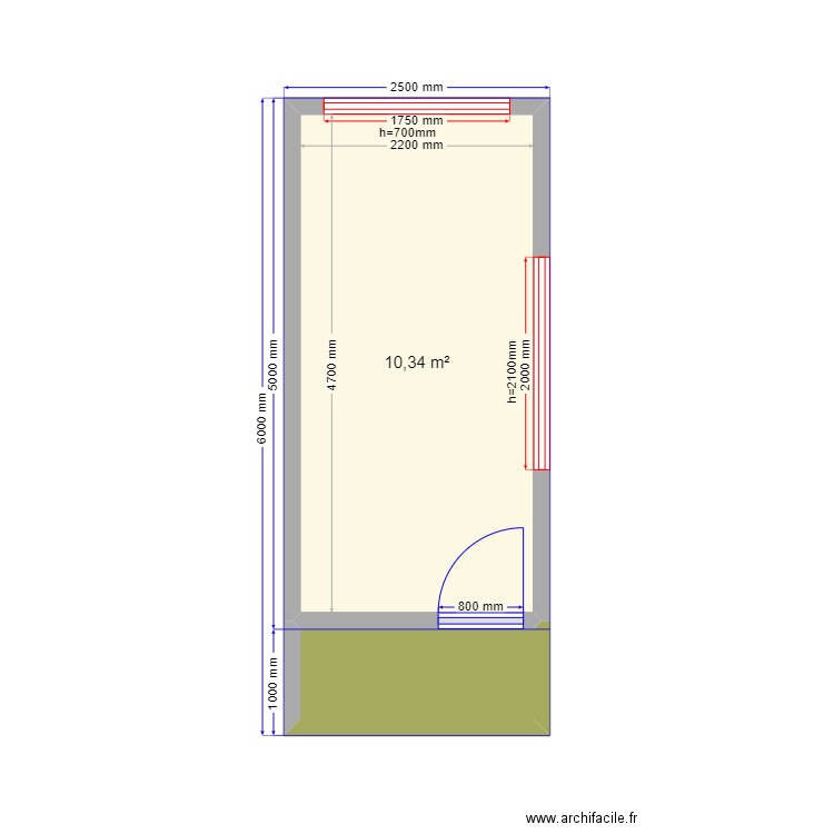 О 1. Plan de 2 pièces et 12 m2