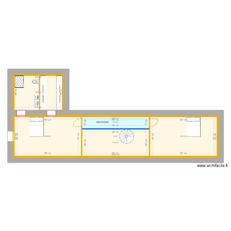 ZITTER étage. Plan de 6 pièces et 182 m2