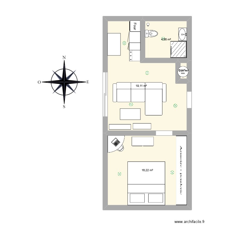 maison. Plan de 1 pièce et 18 m2