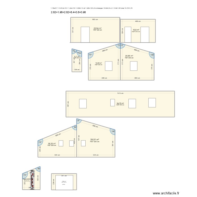 batailler. Plan de 10 pièces et 197 m2