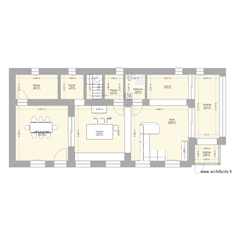 St Denis - RDC 2. Plan de 10 pièces et 98 m2