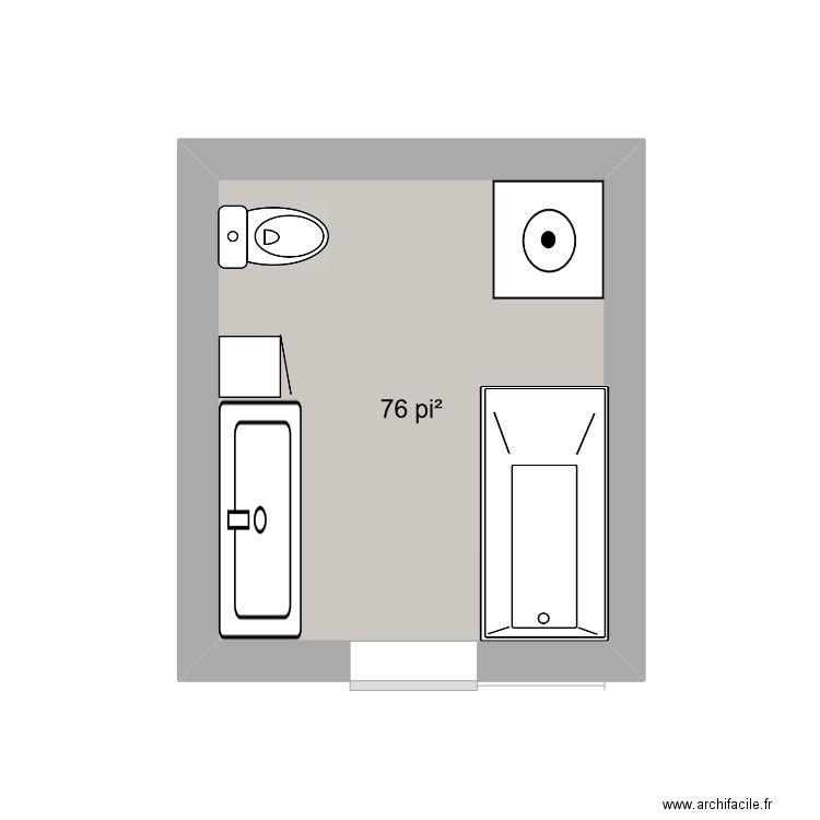 Salle de bain. Plan de 1 pièce et 7 m2