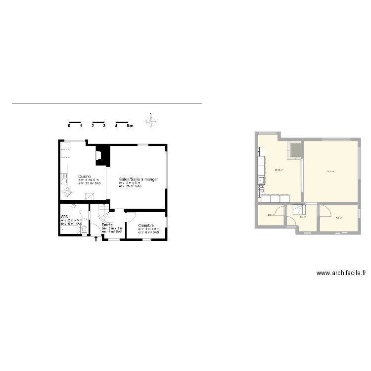 Calle de la iglesia 6 primer piso. Plan de 5 pièces et 61 m2