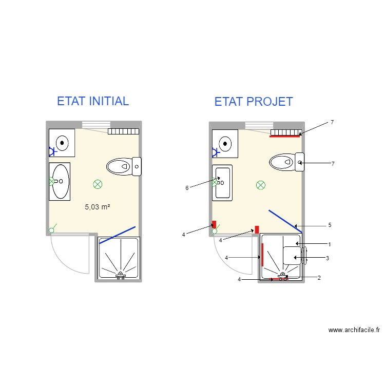 BOBILLON. Plan de 2 pièces et 10 m2