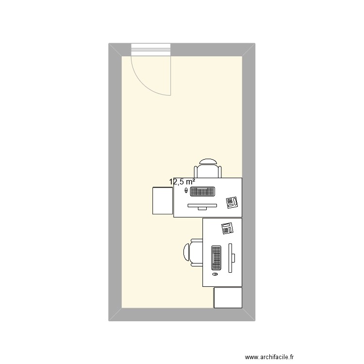 bureau 4. Plan de 1 pièce et 13 m2