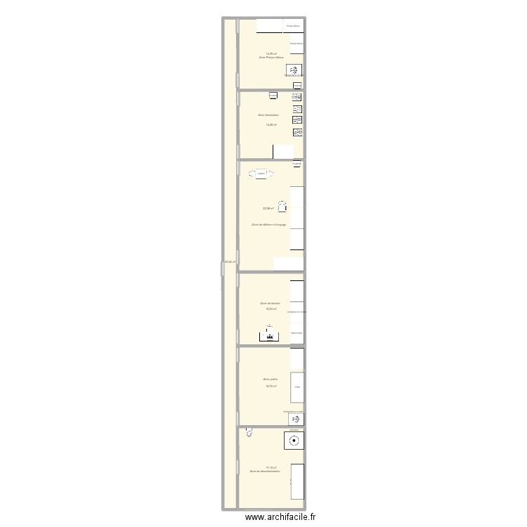 Mini LABO-BF. Plan de 7 pièces et 122 m2